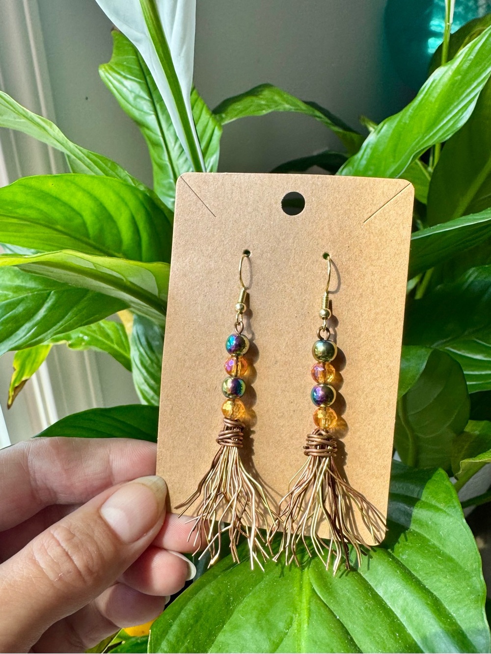 ✨RAINBOW HEMATITE | Witches Broom Earrings